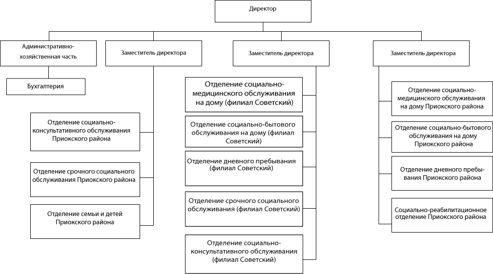 Структура ГБУ «Комплексный центр социального обслуживания населения «Мыза» Приокского района города Нижнего Новгорода»